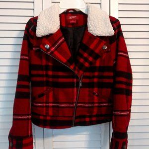 Girls red and black plaid jacket